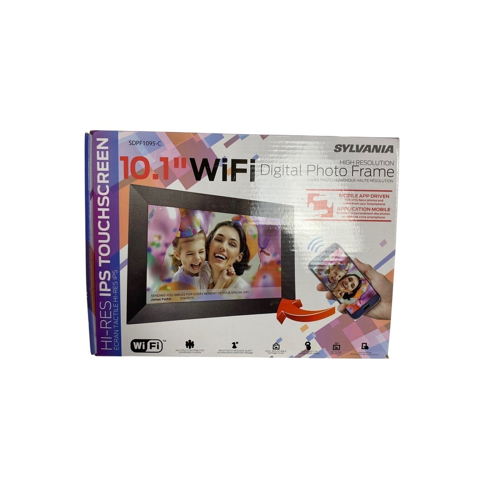 Sylvania 10.1 WiFi Digital Photo Frame SDPF1095-C Black IPS Touchscreen 8GB